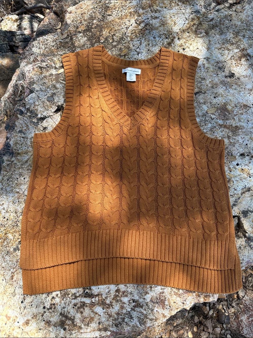 cupcakes & cashmere Cable Knit Sweater in Warm Rust